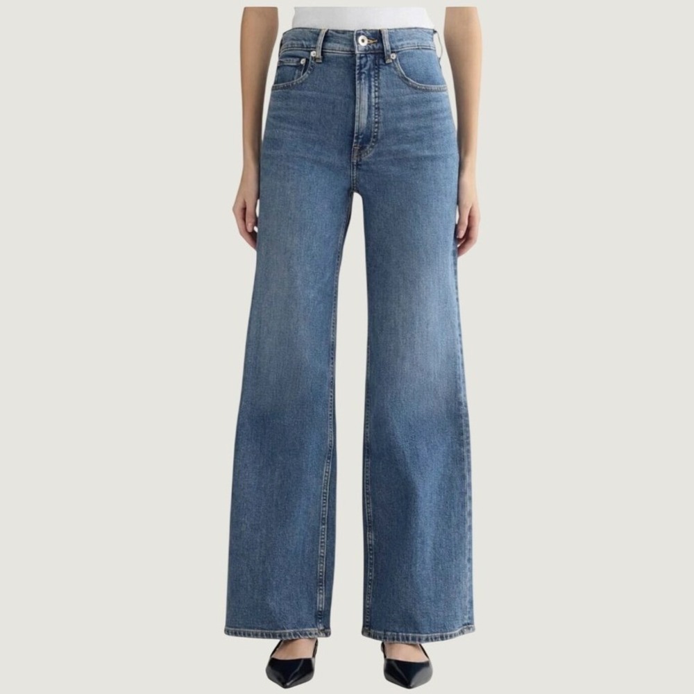 Everlane The Way-High Sailor Jean Blue Sz 30L High Rise Wide Leg Denim
